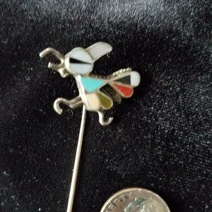 Native American Silver Road Runner - Ladies Lapel pin